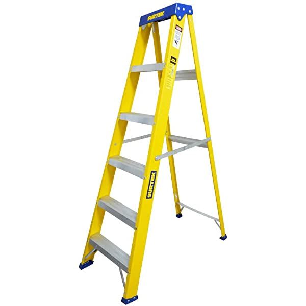 Escalera de tijera tipo 2 de f ibra de vidrio con 5 peldanos