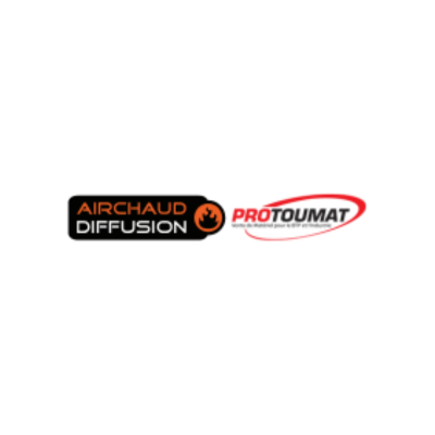 Un logo pour airchaud diffusion et protoumat sur fond blanc
