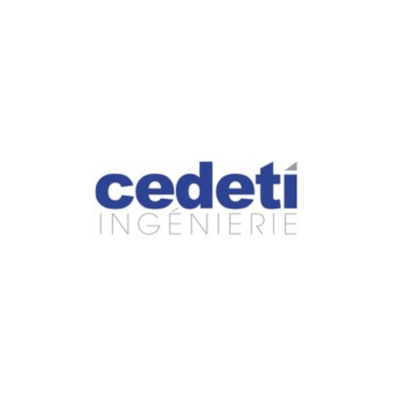 Un logo bleu et blanc pour cedeti ingenierie