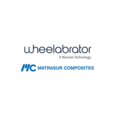 Logos pour Wheelabrator (texte bleu) et Matrasur Composites (logo/texte bleu).