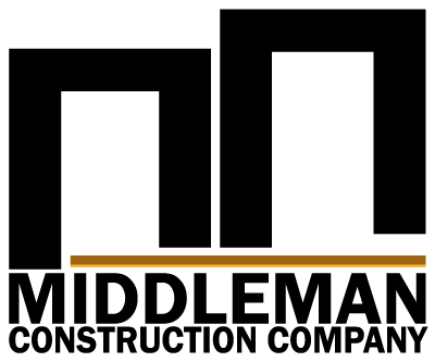 The middleman construction company logo is black and gold.