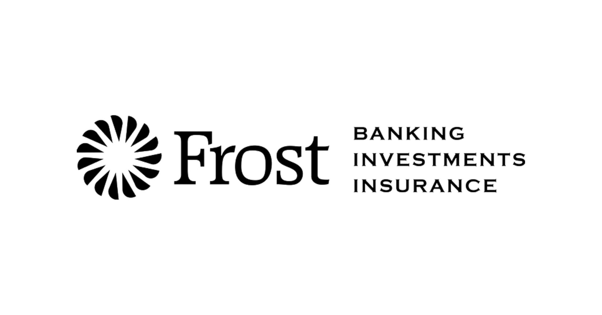 The frost banking investments insurance logo is black and white.