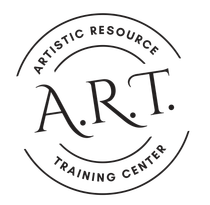 Black-and-white circular logo for Artistic Resource Training Center with “A.R.T.” in the center.