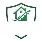 Green house icon inside a shield with an upward arrow, suggesting home growth or protection