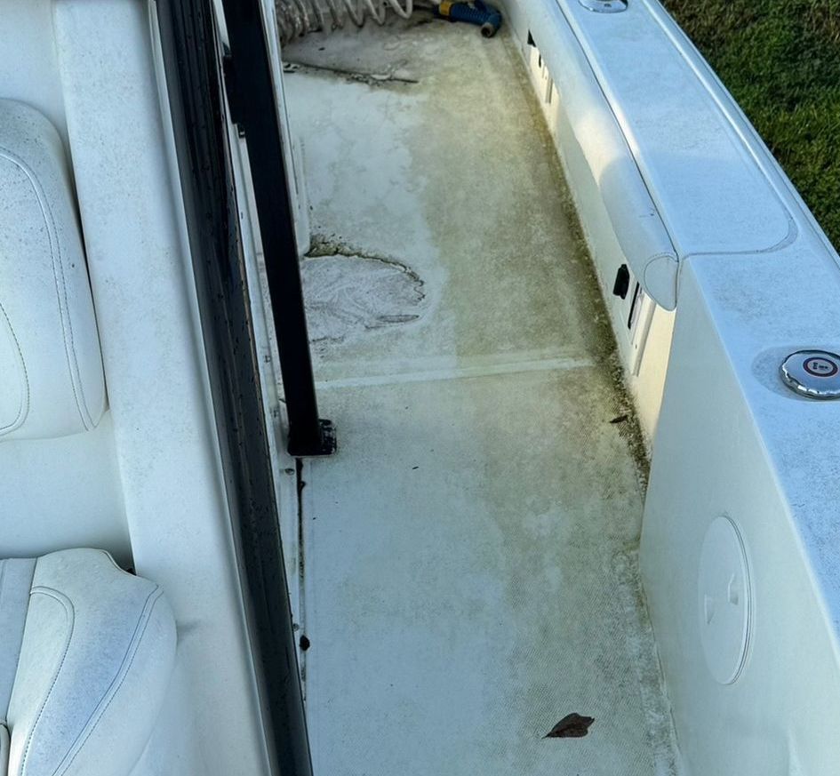 A white boat interior before and after