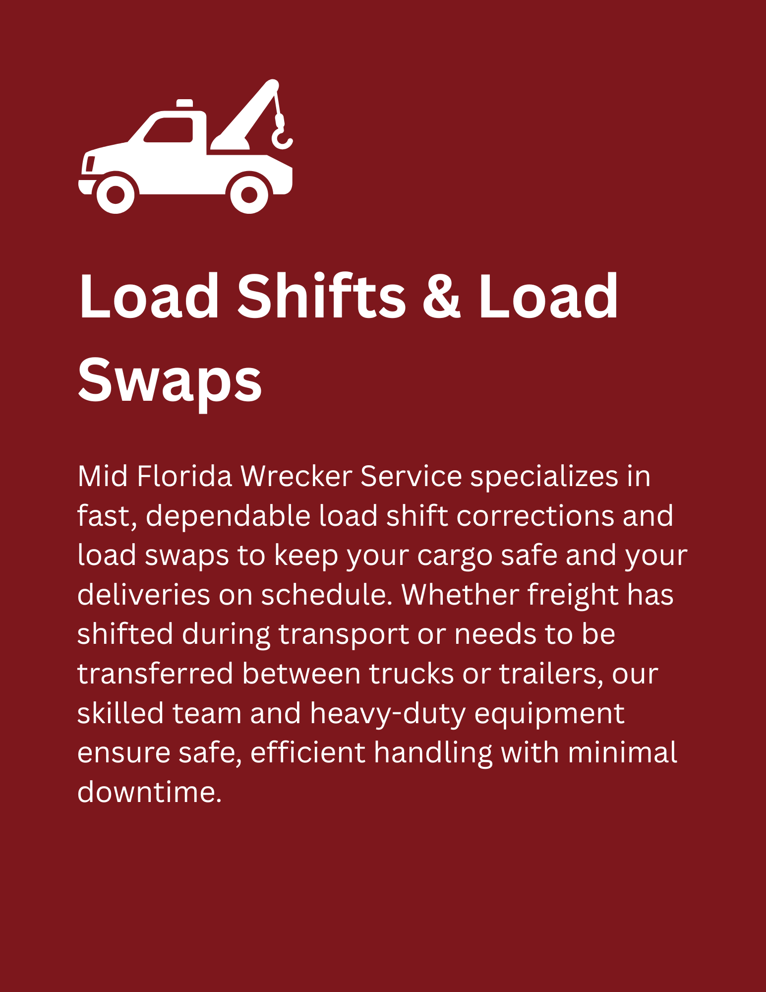 White tow truck icon above text 