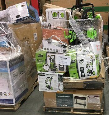 truckload of lowes home improvement merchandise on pallets