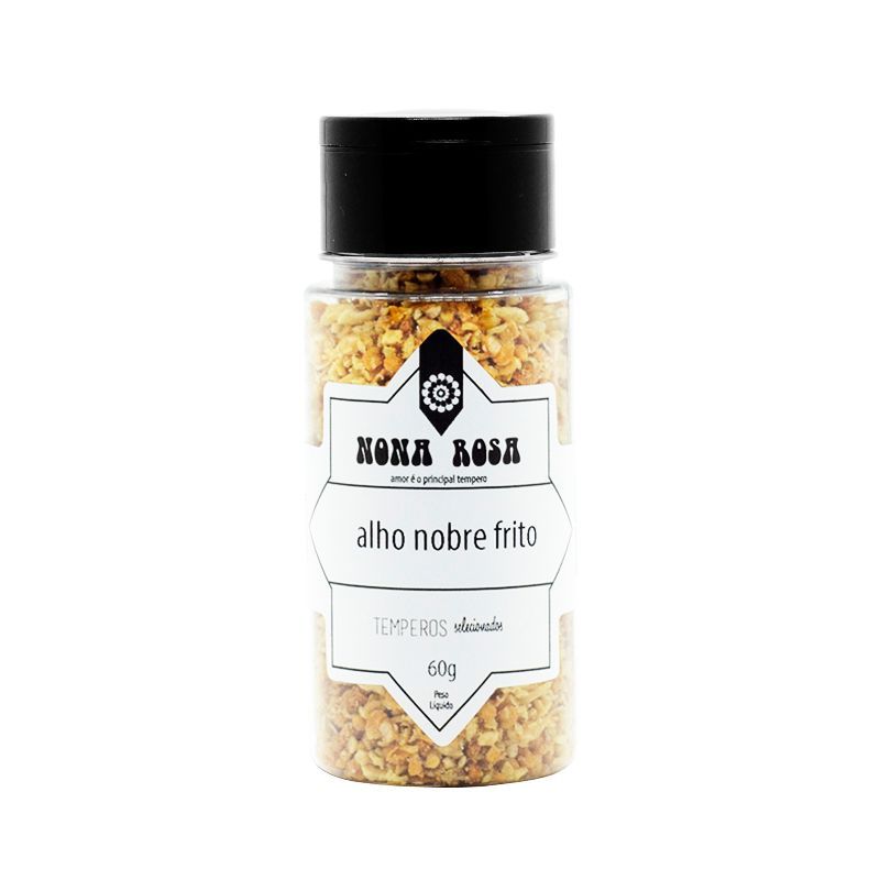 alho tipo nobre frito em frasco pet com tampa peneira flip top