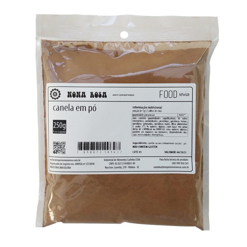 canela em pó no pacote grande