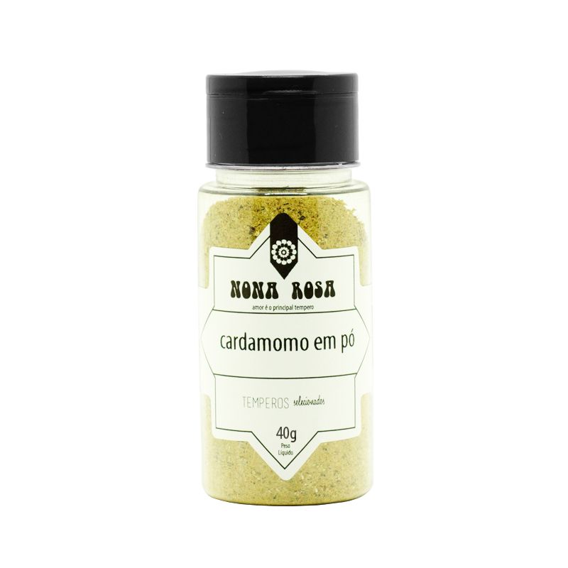 cardamomo em pó no frasco pet com tampa peneira flip top