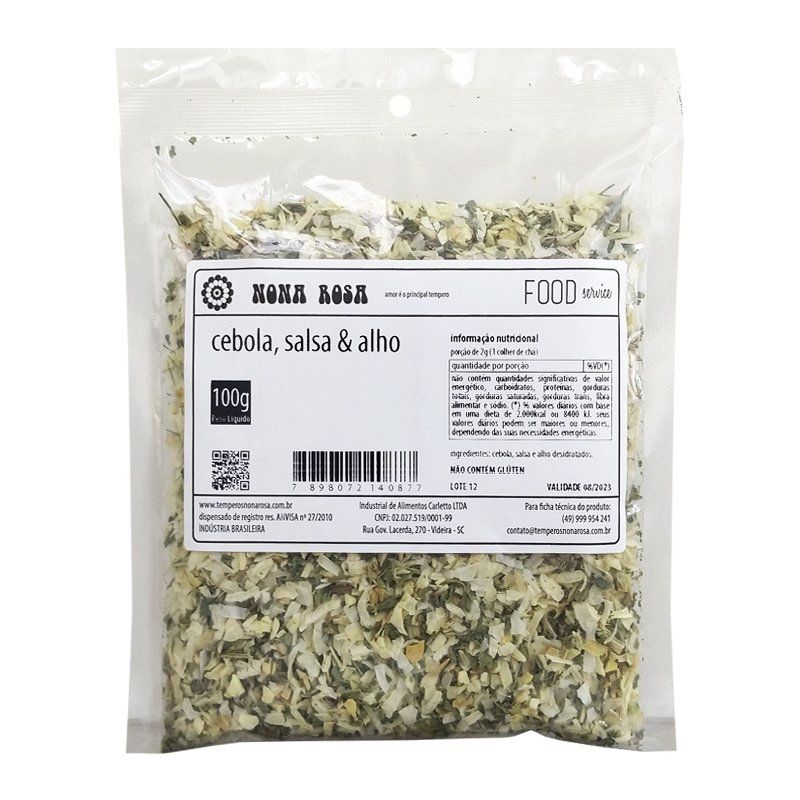 cebola, salsa e alho no pacote