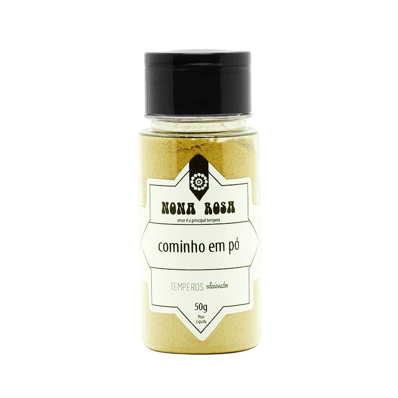 cominho em pó no frasco pet com tampa peneira flip top