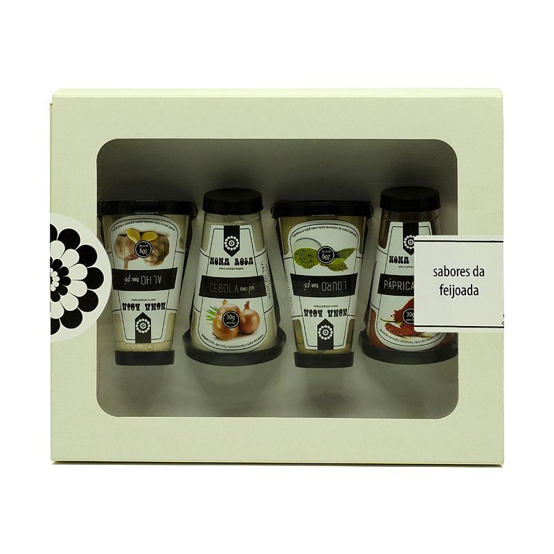 kit de sabores para tornar o feijão mais saboroso ainda! alho, cebola, louro em pó e páprica defumada.