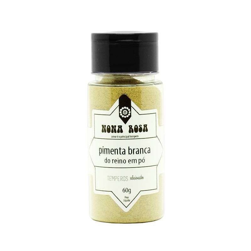 pimenta branca em pó no frasco pet com tampa peneira flip top
