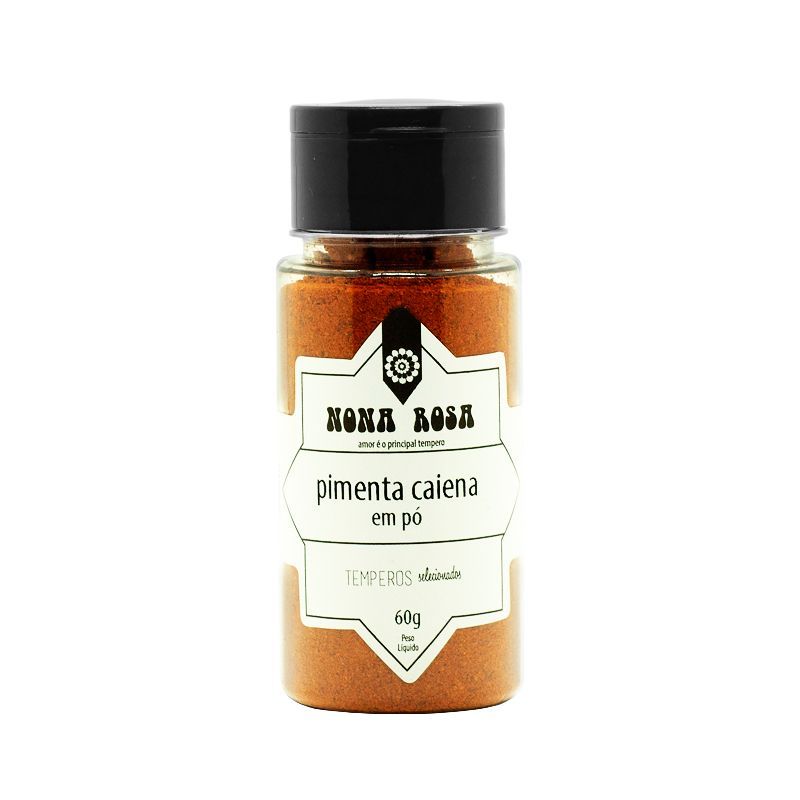 pimenta caiena em pó no frasco pet com tampa peneira flip top