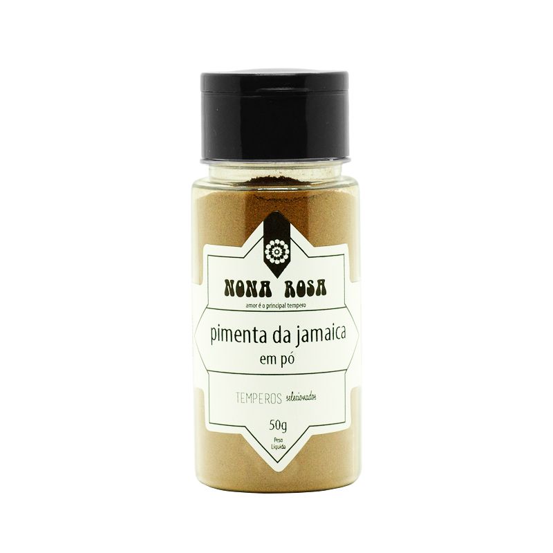 pimenta da jamaica em pó no frasco pet com tampa peneira flip top