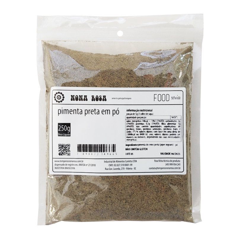 pimenta do reino preta em pó no pacote grande