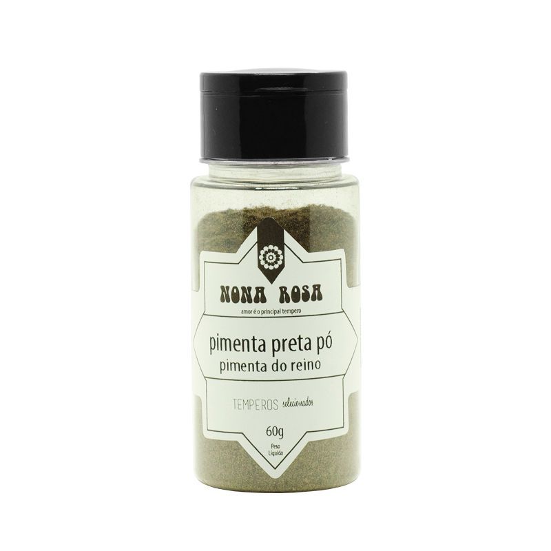 pimenta preta em pó no frasco pet com tampa peneira flip top