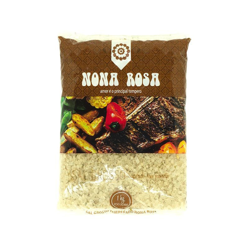 sal grosso temperado sem pimenta para churrasco no pacote 1kg