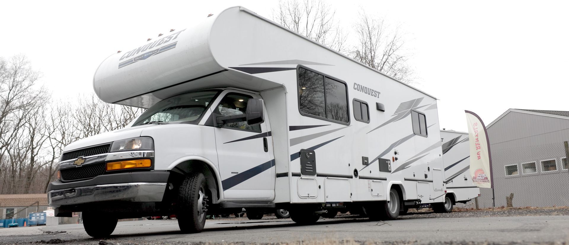 A Gulf Stream Conquest Class C 30 ft RV in the parking lot of Certified On-Site RV Service LLC business location