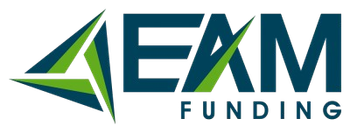 Logo for EXM Funding, with an abstract triangle shape and the letters EXM in teal. Below, 