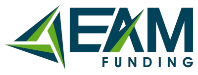 Logo for EXM Funding, with an abstract triangle shape and the letters EXM in teal. Below, 