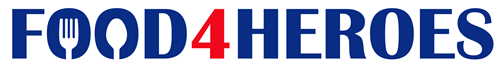 A blue and red logo for food4heroes