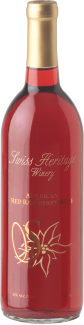 Bottle of red wine with gold accents. Swiss Heritage Winery label is visible.