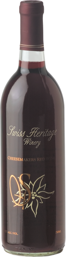 Wine bottle with gold lettering and floral graphic. Dark red wine and seal.