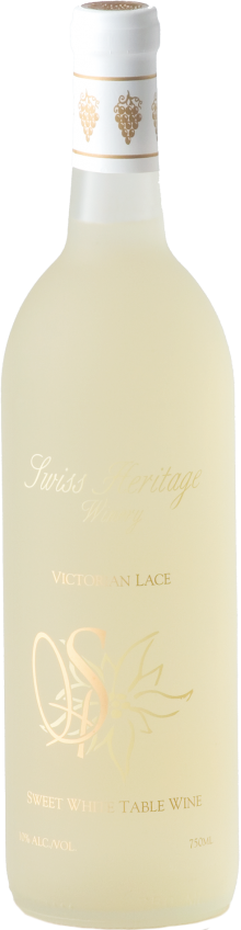 Bottle of pale yellow wine with golden label and cork.