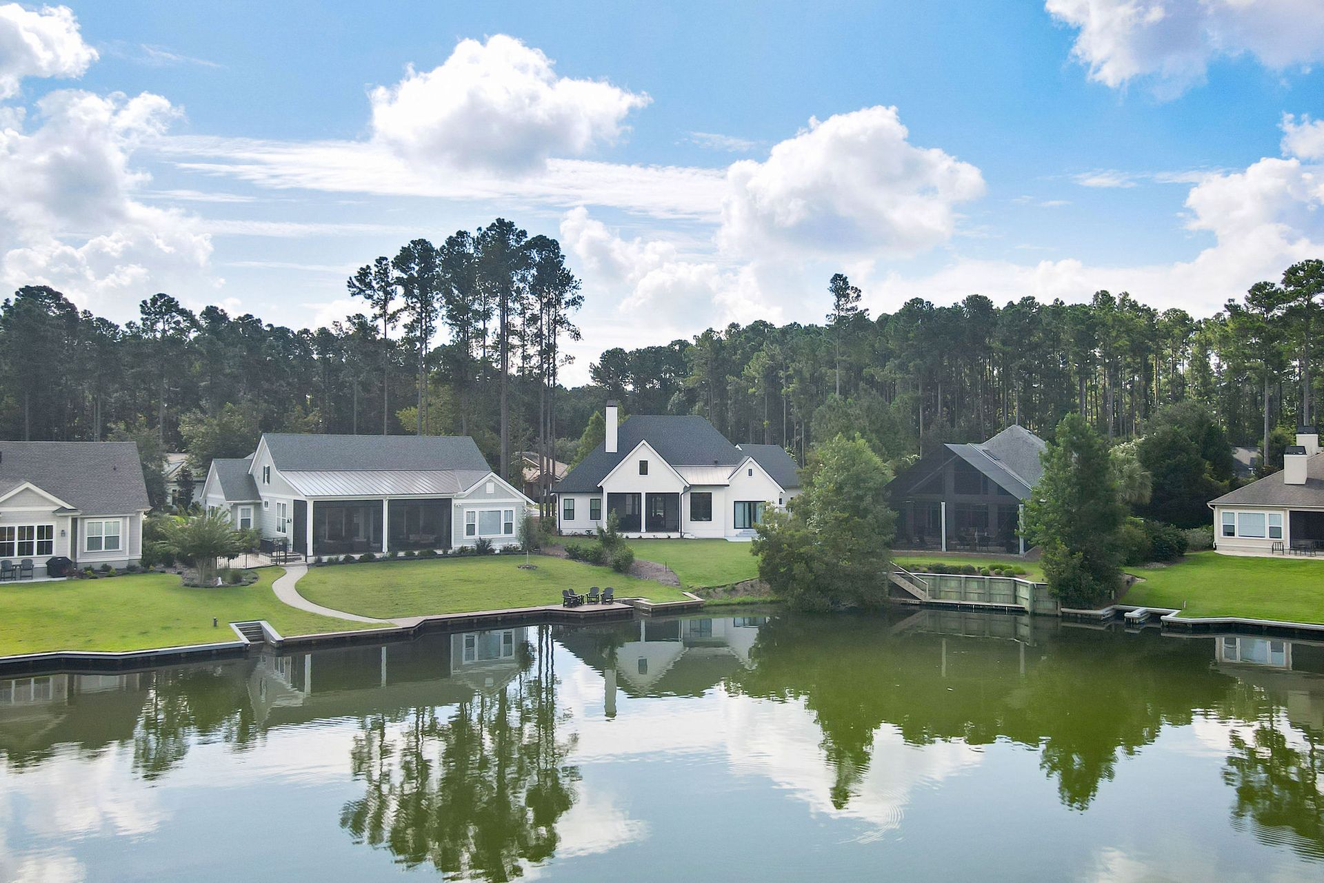 Hampton Lake Contemporary Stucco Custom Home Kendrick Design-Build Bluffton South Carolina