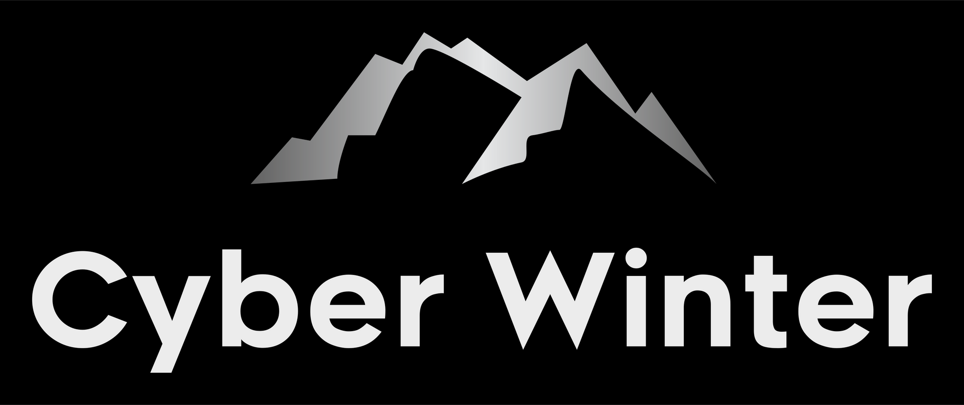 Logo: Silver mountains above the words 