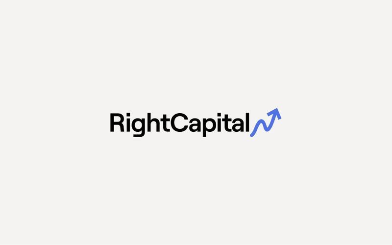 RightCapital logo in black text with a blue upward arrow on a light background
