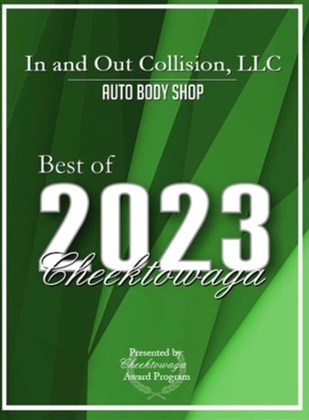 A poster for in and out collision llc auto body shop