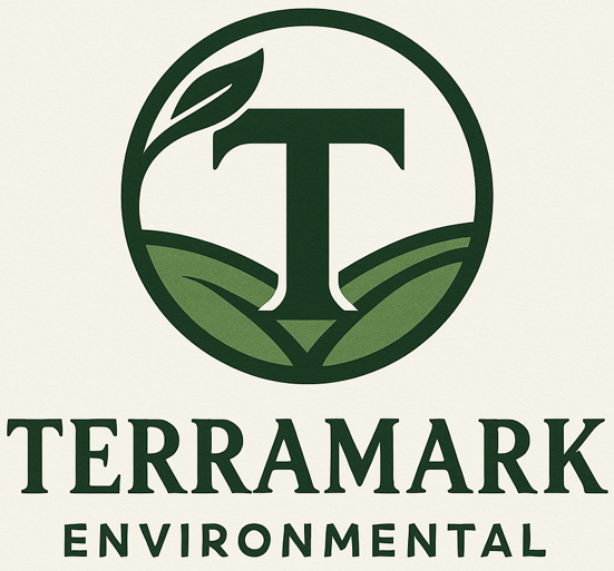 TerraMark Environmental logo with green circular leaf emblem and company name in dark green text