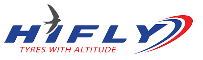 Logo for Hifly tyres with a dark gray bird and blue text on a white background.