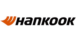 Hankook tires logo: orange flame design, black