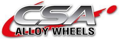 CSA Alloy Wheels logo with silver text and a red swoosh.
