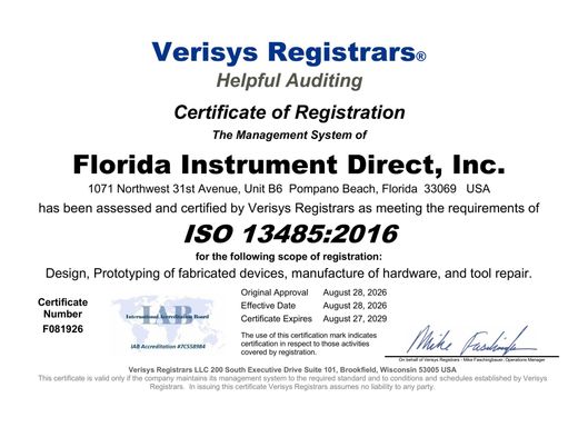 Verisys Registrars ISO 9001:2015 certificate for Tech International, Inc., with blue logo and seals