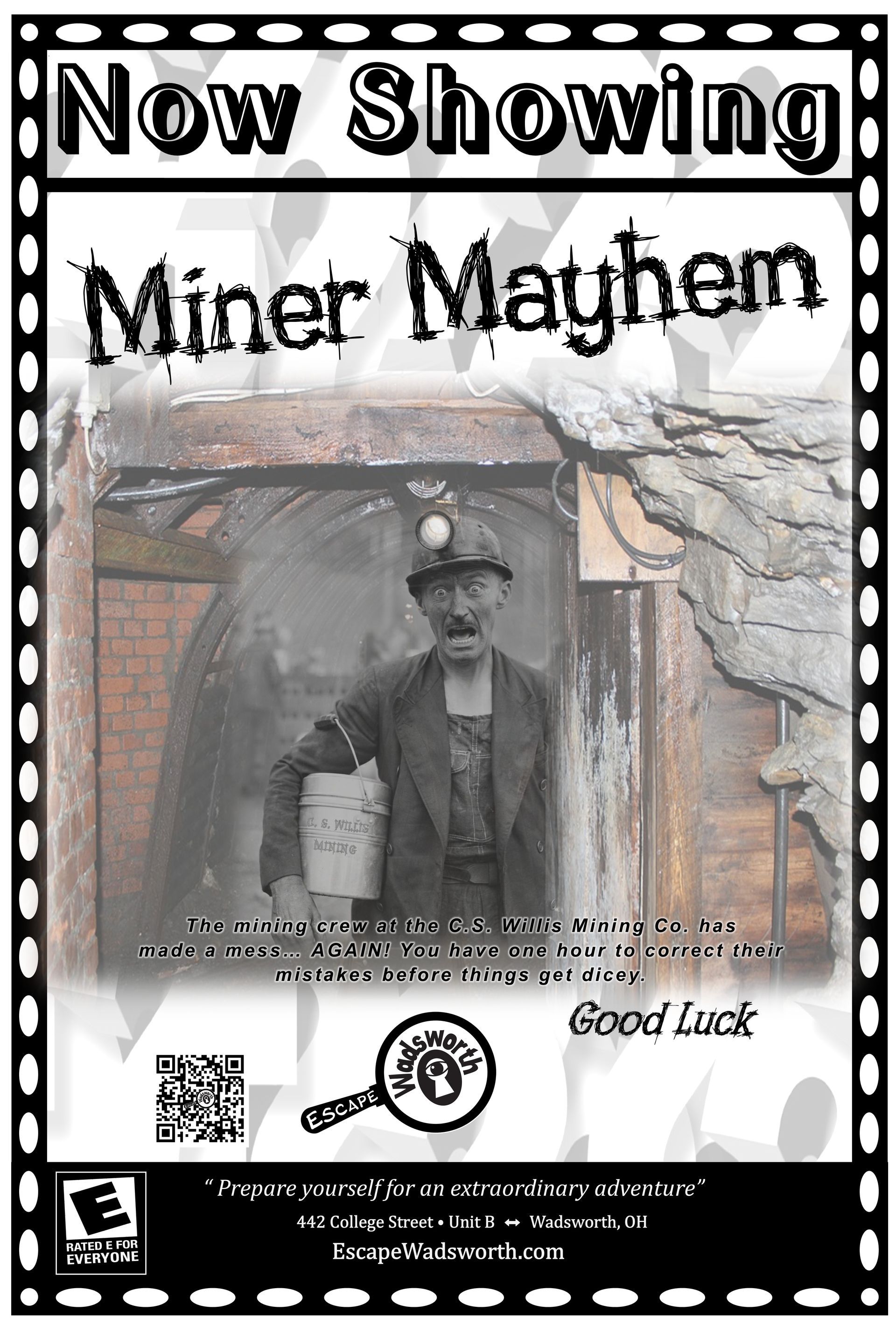 A poster that says miner mayhem mentally challenging 