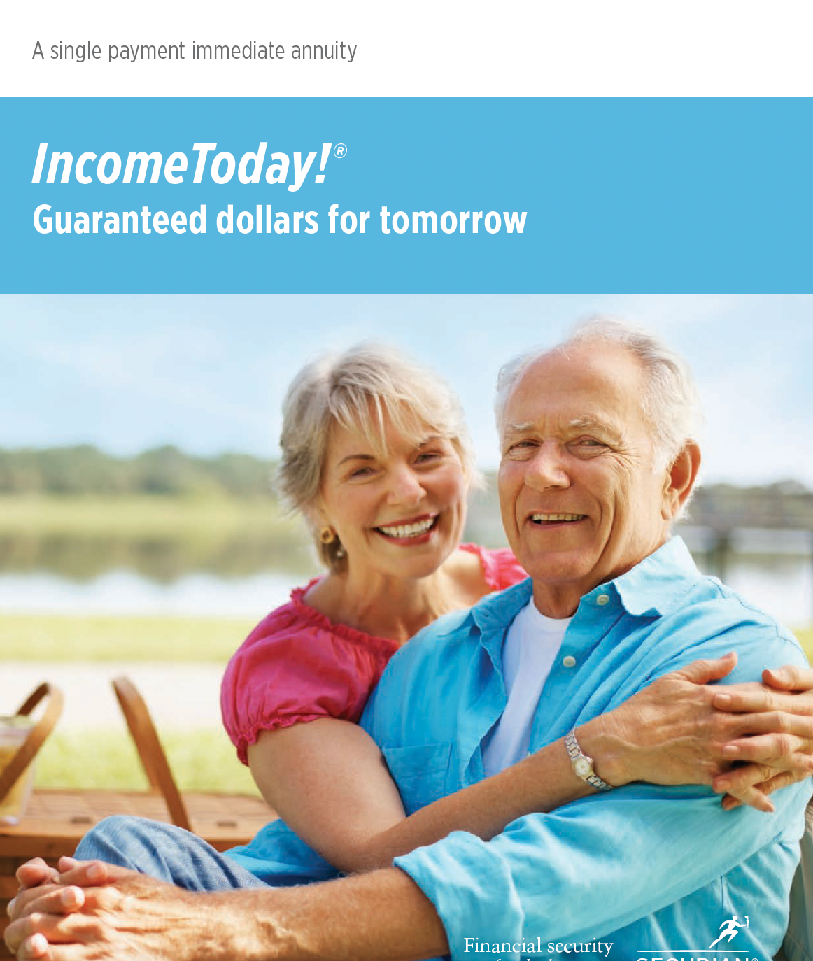 Smiling senior couple, embrace outdoors, promoting 