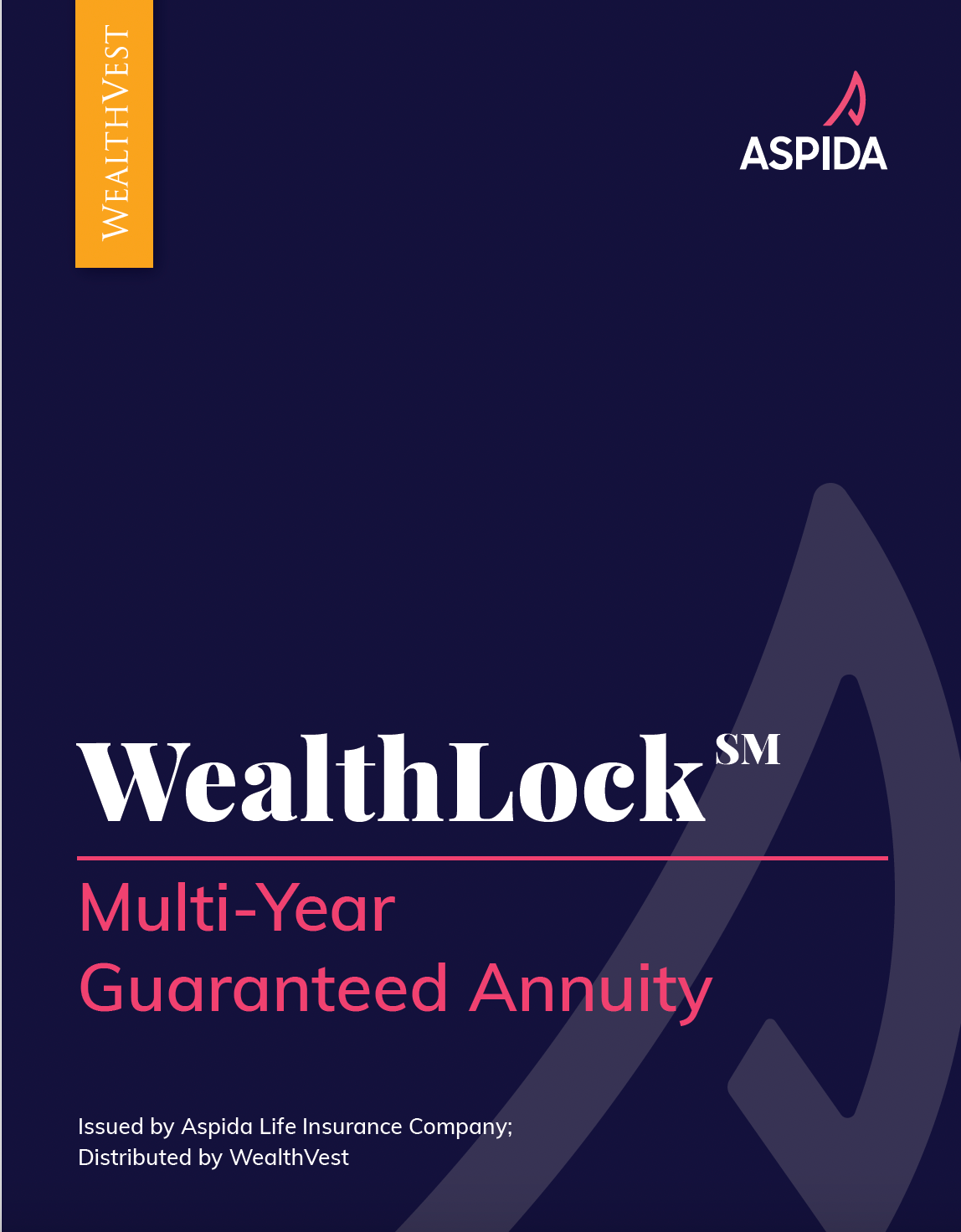 Cover of Aspida WealthLock Multi-Year Guaranteed Annuity brochure on a dark blue background.