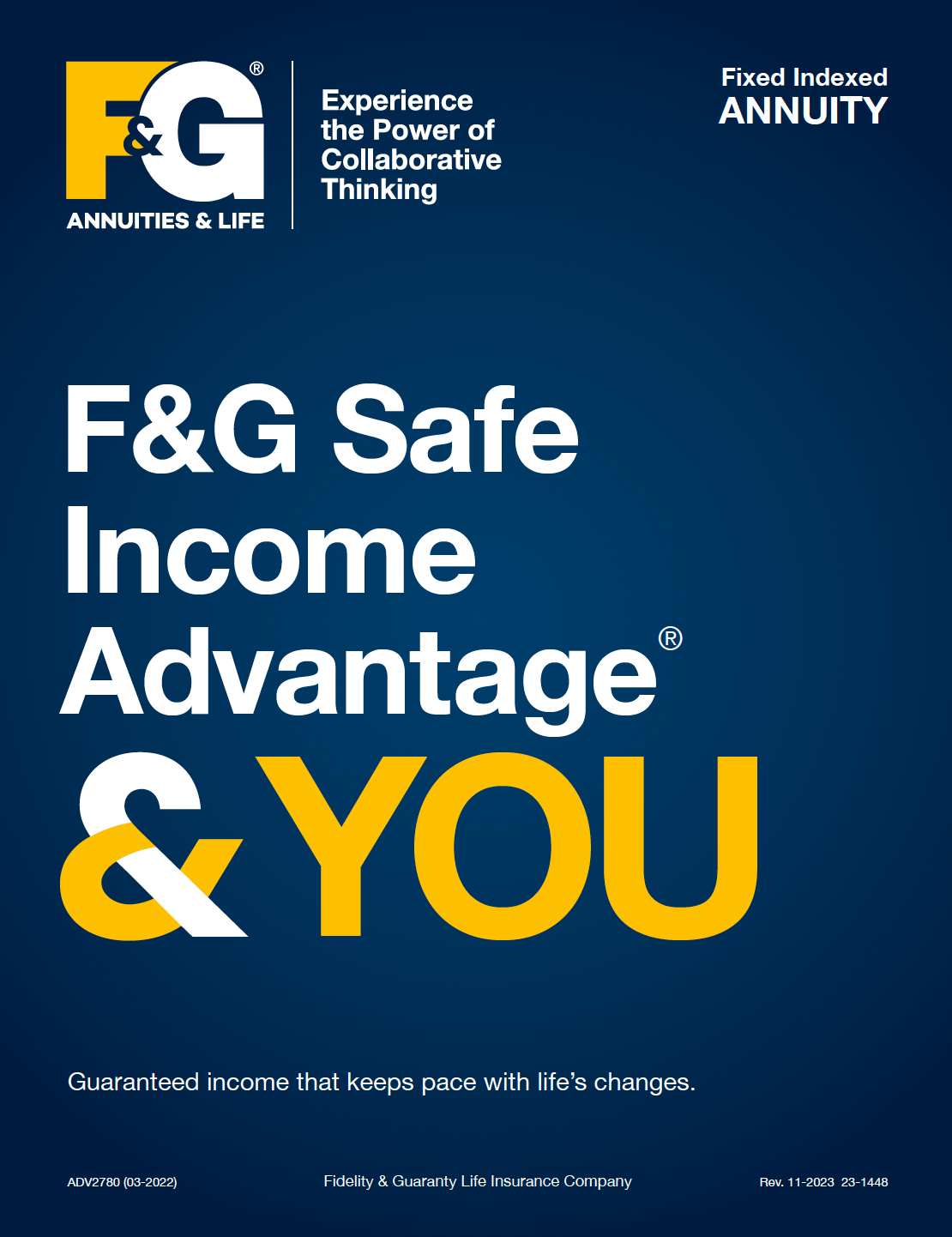 Blue F&G annuity brochure with text 