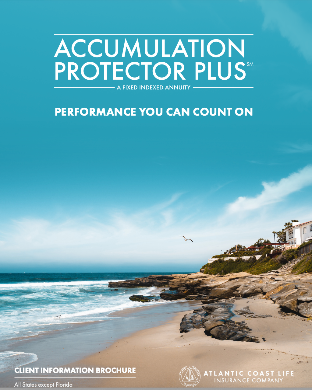 Brochure cover: Ocean scene, titled 