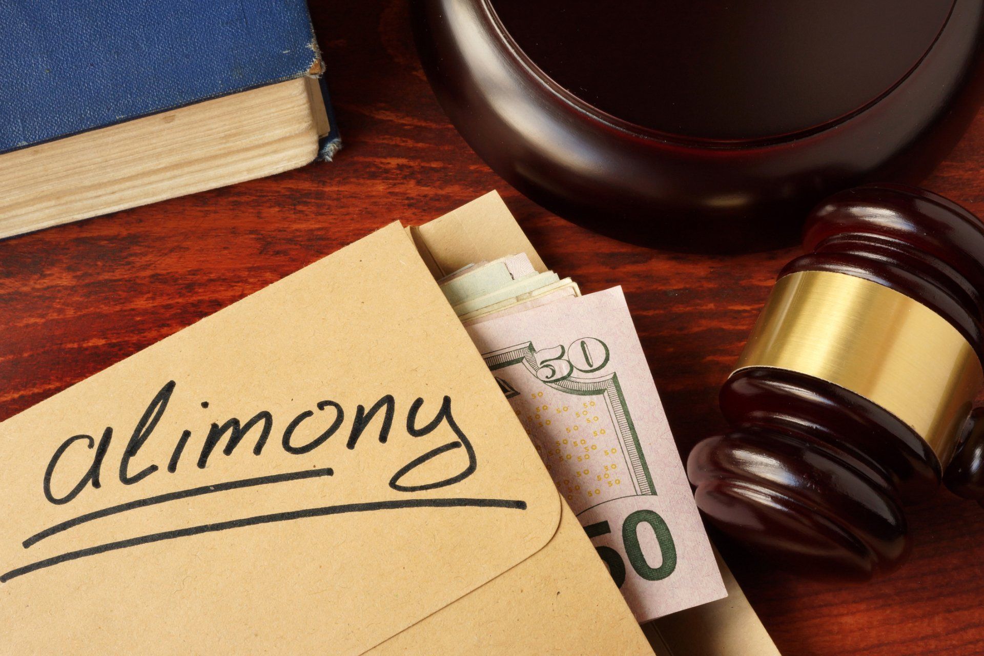 Alimony concept — Elkhart Lake, WI — Pro Se Divorce & Mediation Services S.C. Brown envelope labeled