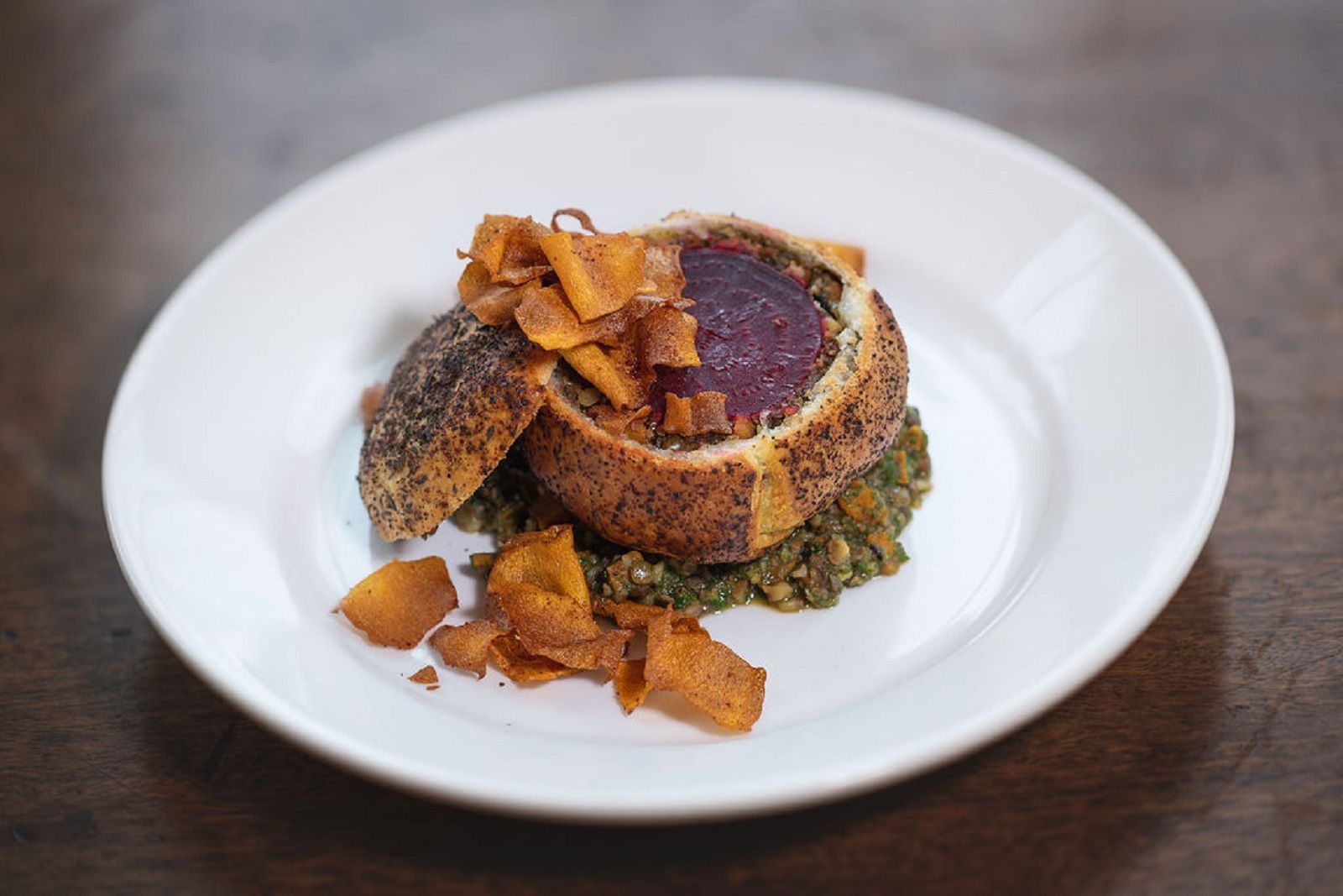 Beetroot wellington, wedding menu in Exeter, Devon.
