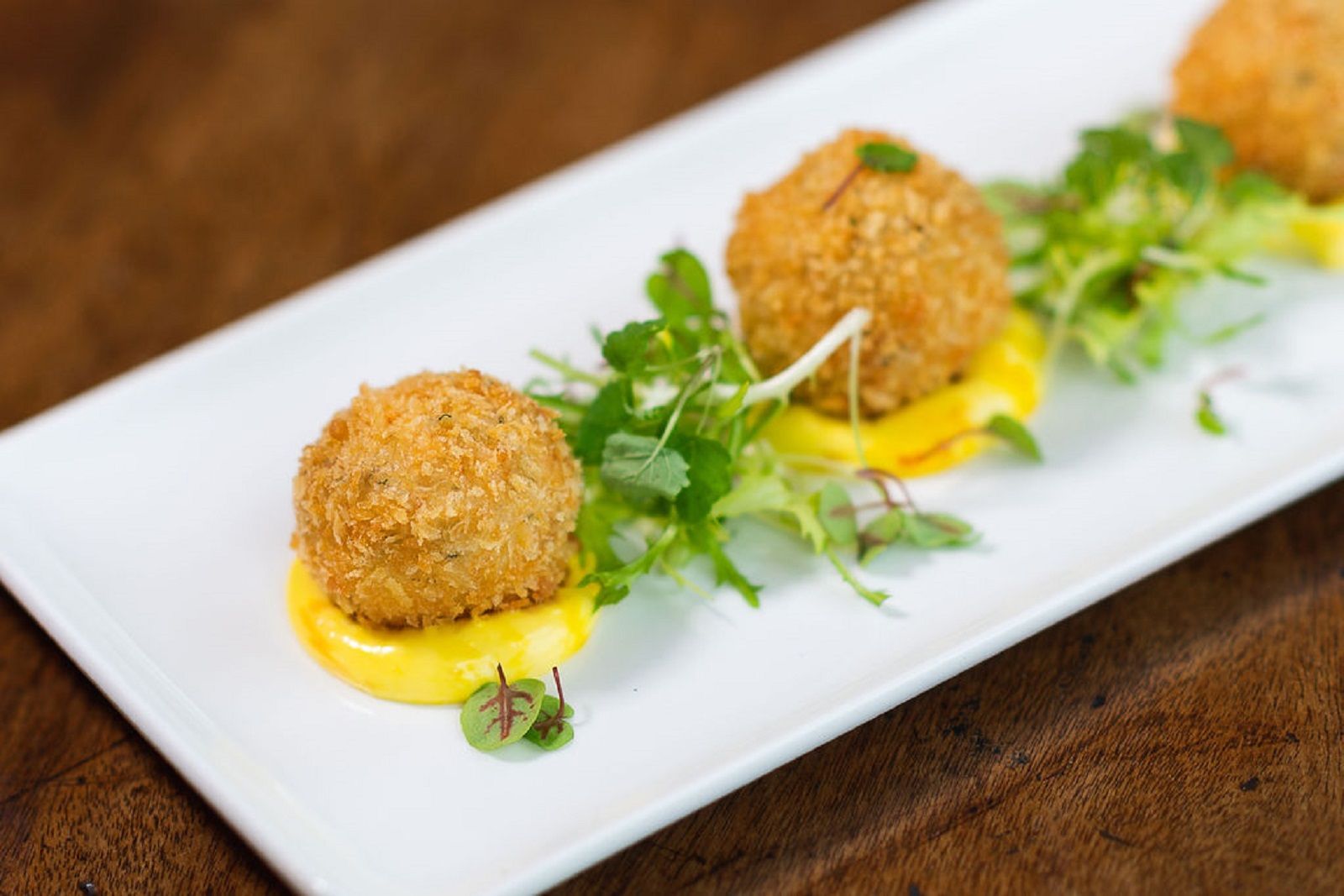 Fishcakes starter, wedding menu in Devon.
