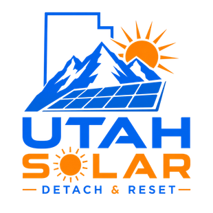 Utah Solar logo with mountains, sun, solar panel, and “Detach & Reset” tagline