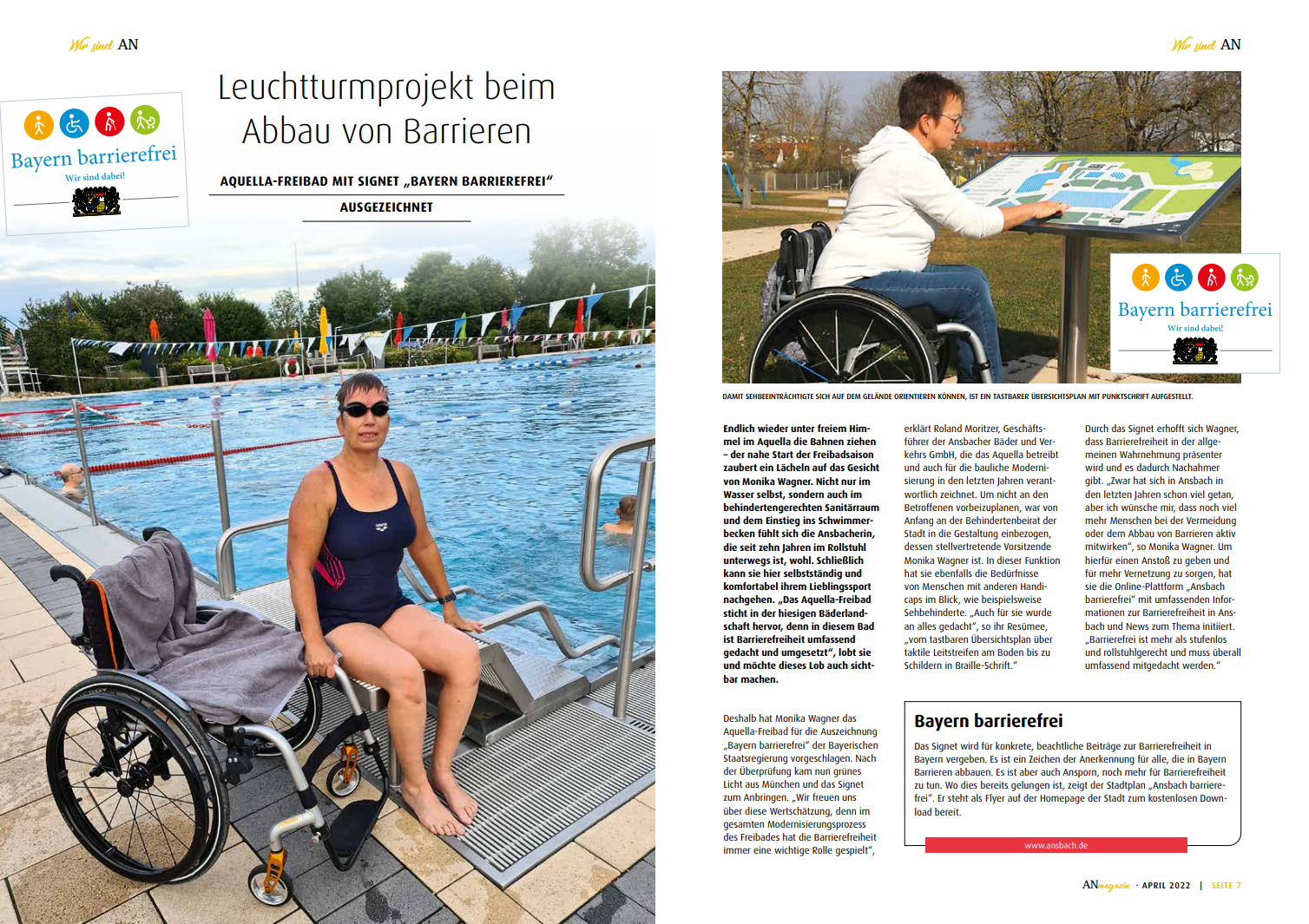 Pressebericht : Freibad Ansbach mit Signet Bayern Barrierefrei ausgezeichnet.