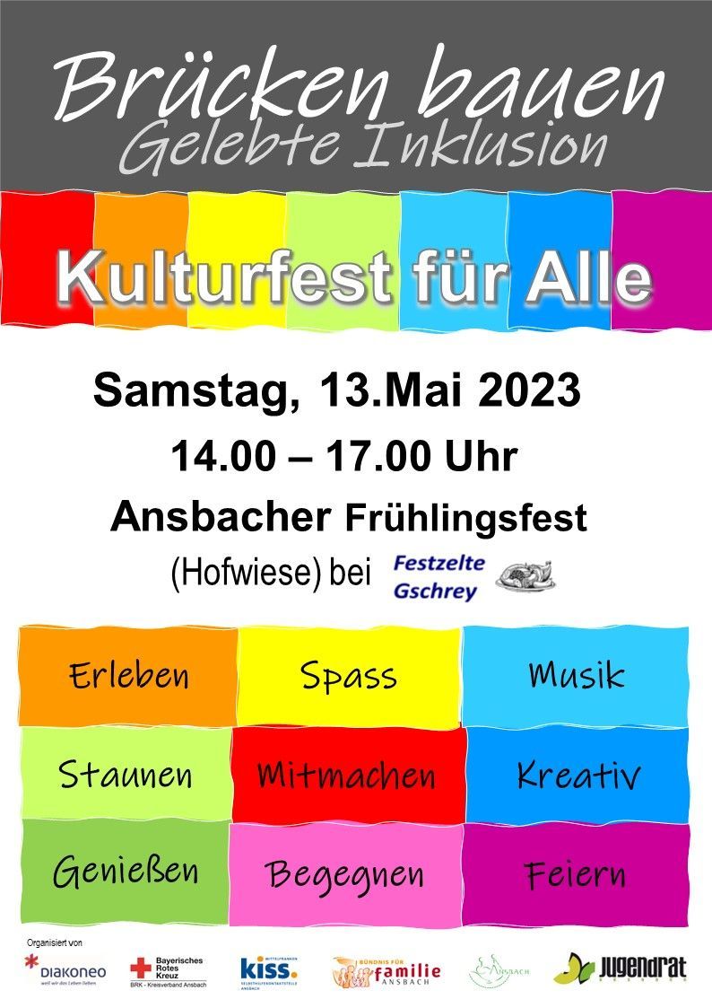 Plakat Brücken bauen Plakat Brücken bauen mit bunten Feldern in Regenbogenfarben